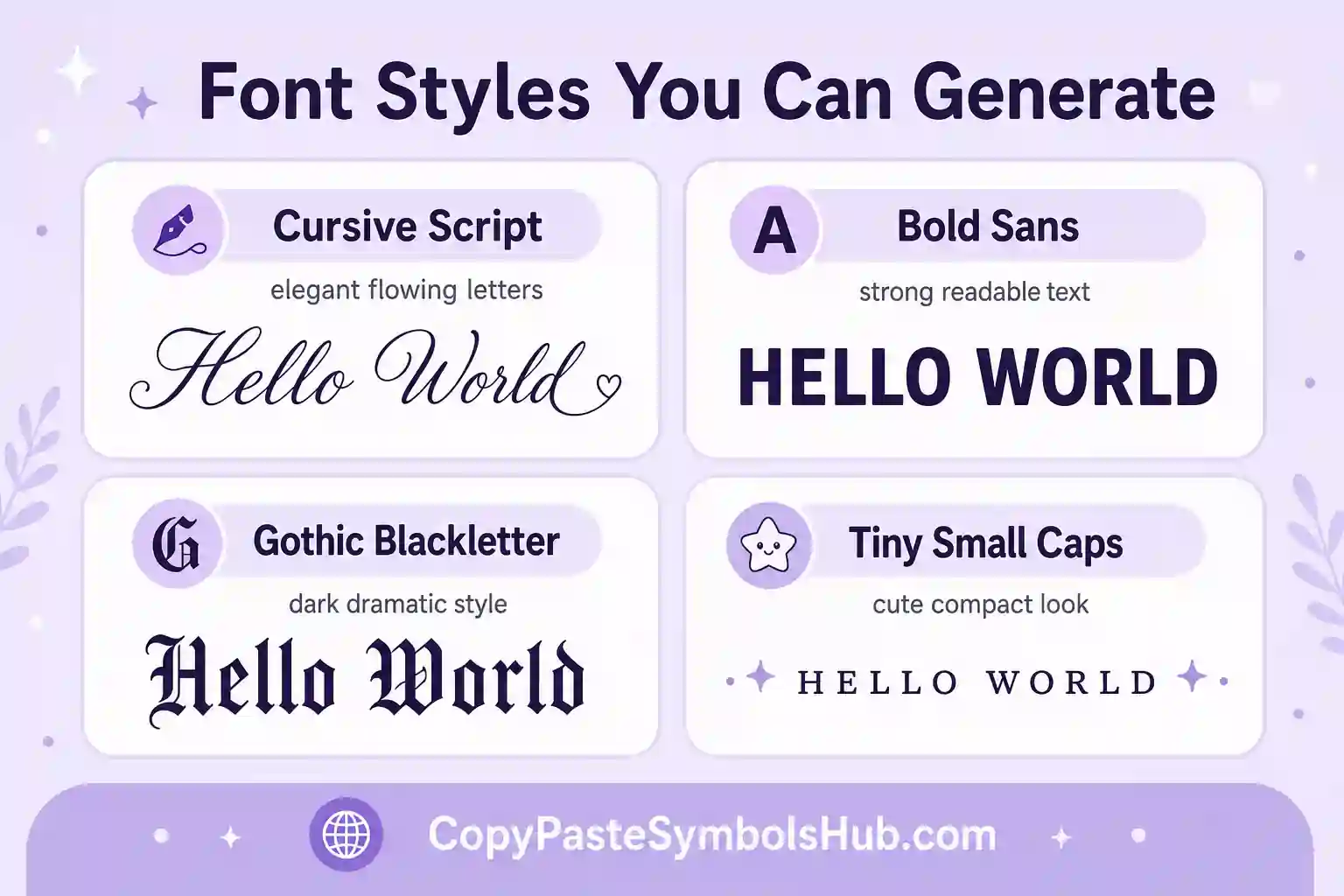 Font generator styles cursive bold gothic and tiny text