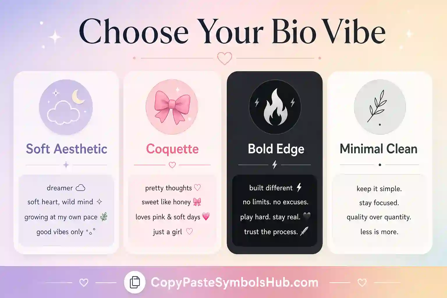 Bio generator vibe options soft coquette bold and minimal