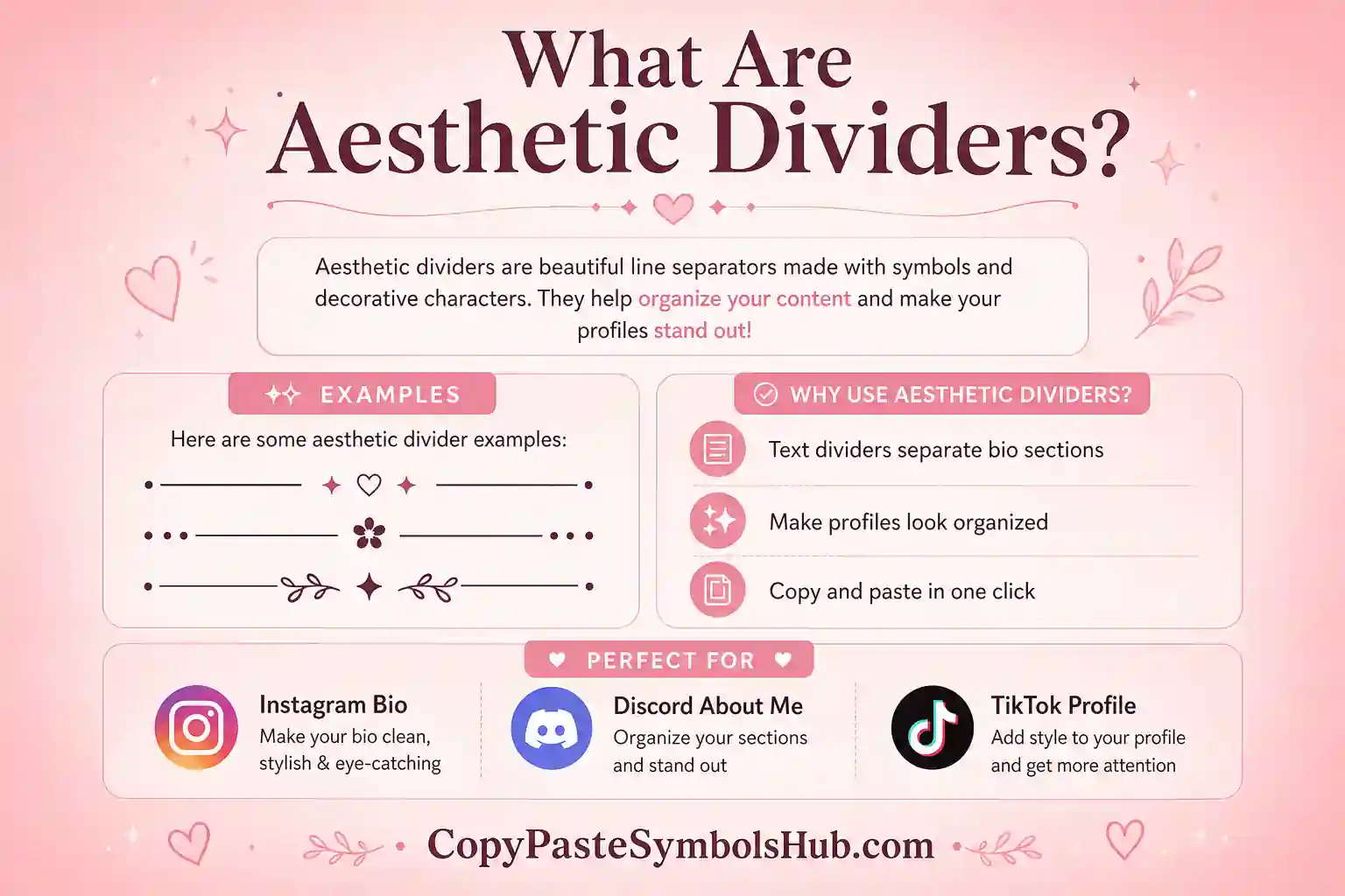 Aesthetic divider generator copy and paste guide for bio lines