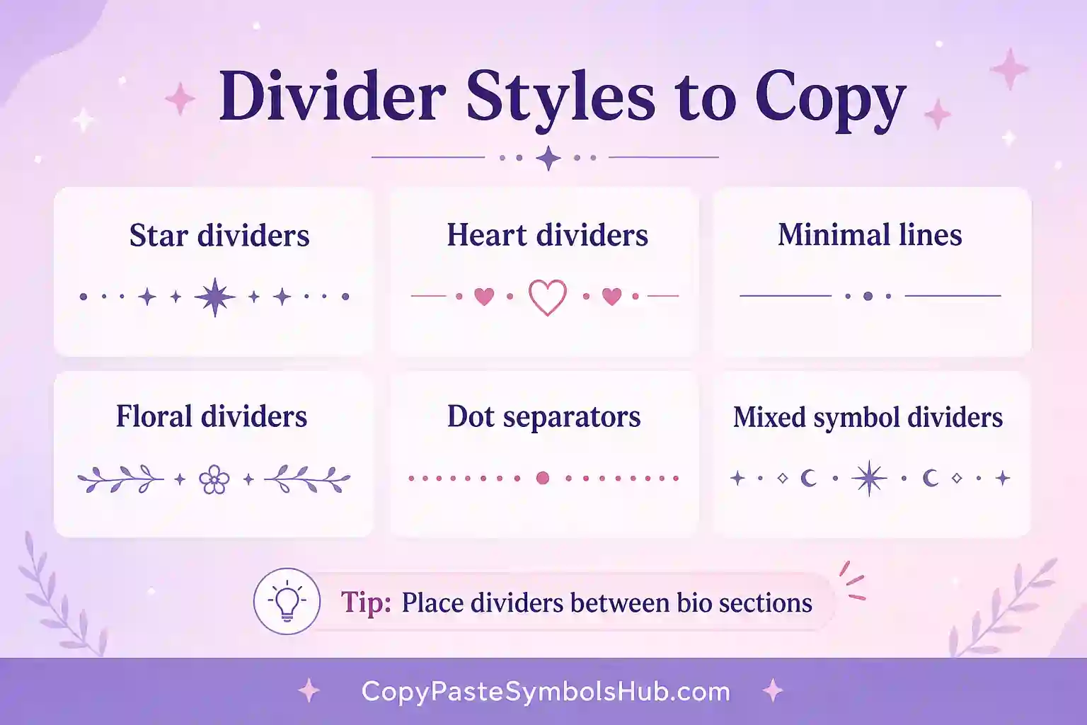 Aesthetic divider generator styles star heart and floral dividers