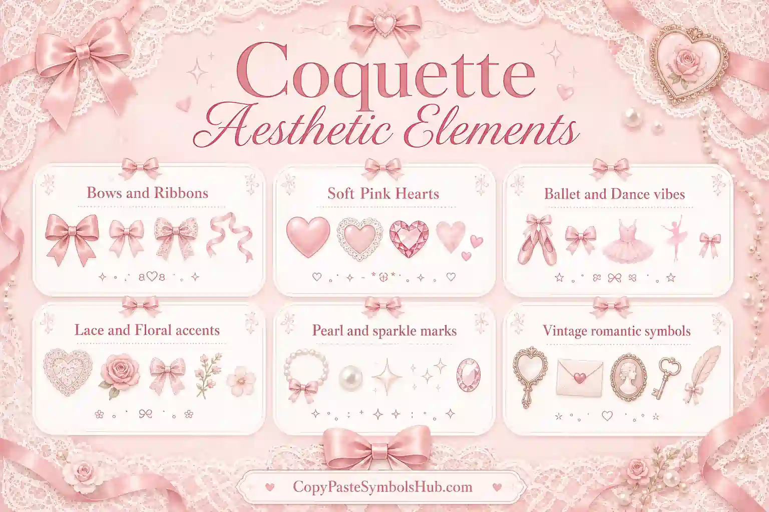 Coquette symbols copy and paste aesthetic elements guide